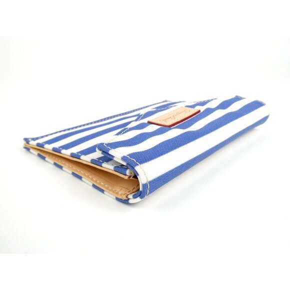 Dooney & Bourke Blue & White Stripe Canvas Envelope Clutch Wallet - Picture 7 of 9